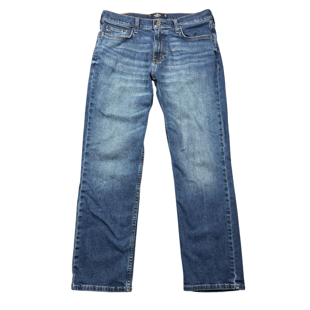 Hollister Epic Flex Straight Leg Jeans Mens 32x32 (32x30) Medium Wash Blue Denim